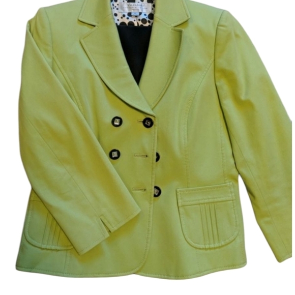 Green Cropped Double Breasted Old Money Cropped Office Siren Blazer sz 14P - Picture 5 of 10